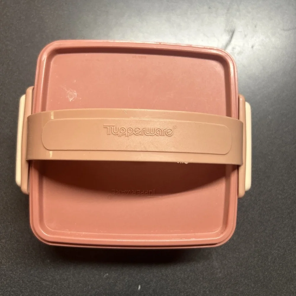 VTG TUPPERWARE 1 Square Away Sandwich Keeper Container Carry Handle with Lid